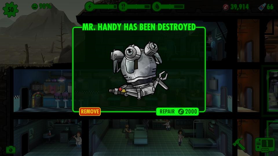how to increase health of mr handy fallout shelter